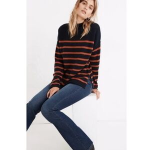 Madewell Striped Whitworth Mockneck Sweater In Coziest Yarn Wool Alpaca Blend